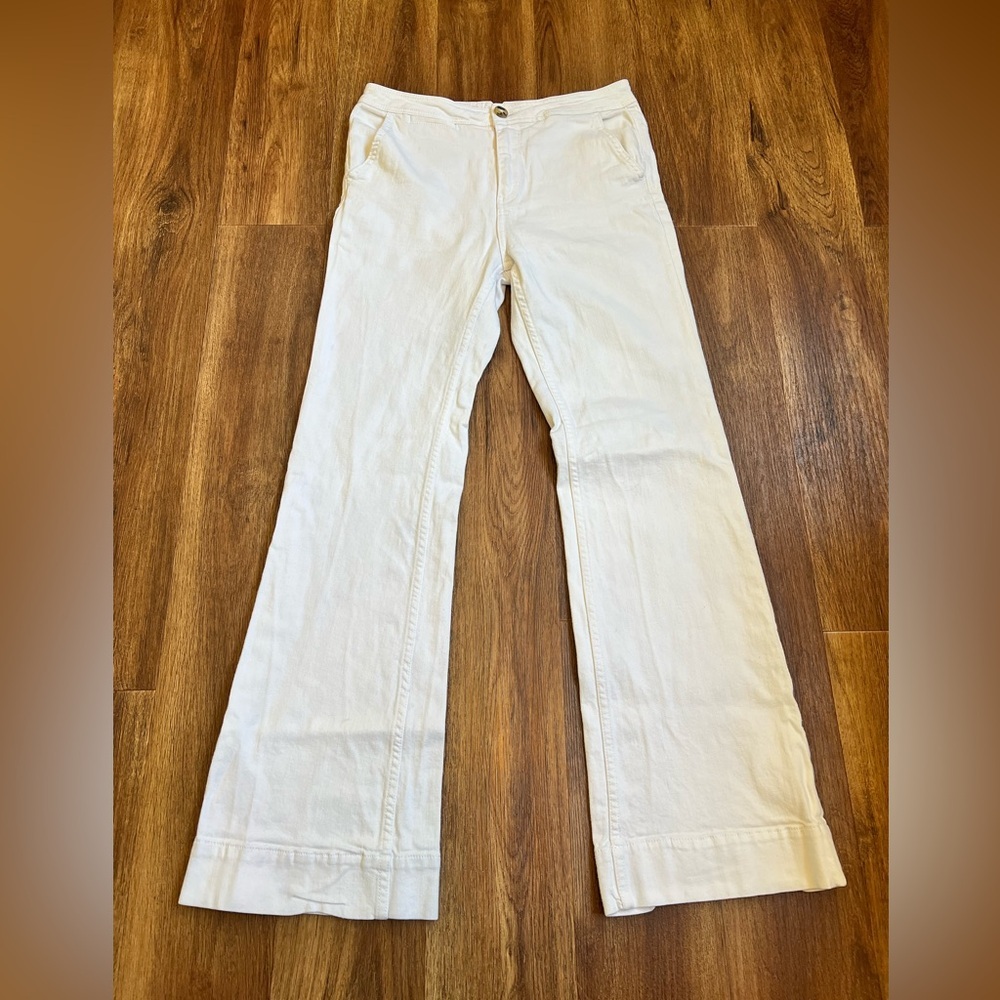 Pilcro Off-White Wide Leg Jeans